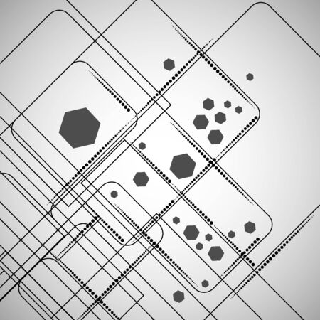 Vector seamless pattern. Modern stylish texture. Repeating geometric background with rhombus and nodes from rhombuses and hexagons with circles variously sized in nodesのイラスト素材