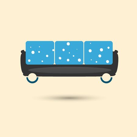 Vector trendy sofa blue with white circles background.のイラスト素材