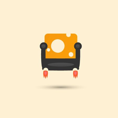Yellow trendy sofa with white circles background.のイラスト素材