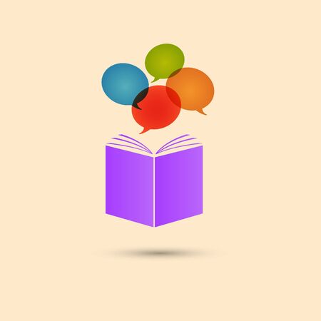 Vector violet book with colored circles white background.のイラスト素材