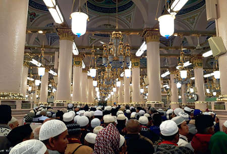 MADINAH, SAUDI ARABIA - FEBRUARY 5, 2017 : Interior view of Nabawiâ€™s Mosque building with...