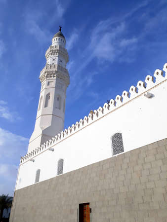 MADINAH, SAUDI ARABIA - FEBRUARY 6, 2017 : Minaret of Quba' Mosque in Madinah, Saudi Arabia.のeditorial素材