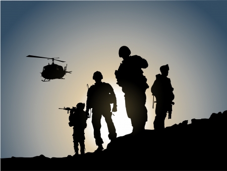 Army in battlefieldのイラスト素材