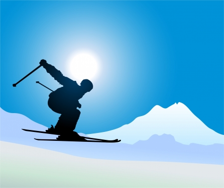 Man playing skiのイラスト素材