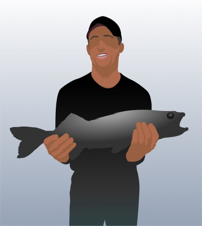 Man with fishのイラスト素材