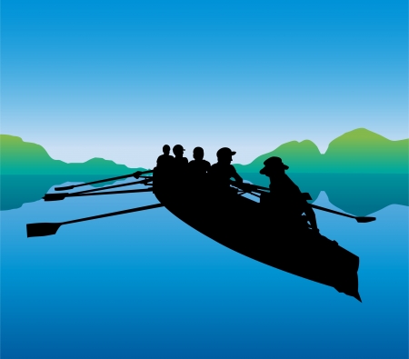 Canoeing in the riverのイラスト素材