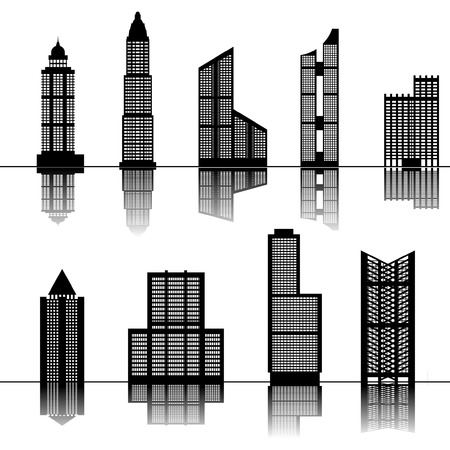 Skyscraper buildings setのイラスト素材