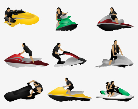 Jet ski setのイラスト素材
