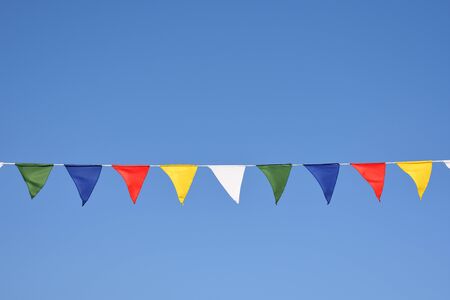 Triangular street decoration flag for celebrationの写真素材