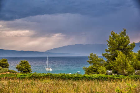 Beautiful landscape of Croatia, Croatia coast, sea and mountains. Panoramaの写真素材