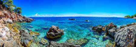 Beautiful landscape of Croatia, Croatia coast, sea and mountains. Panoramaの写真素材