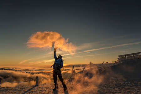Beautiful landscape of winter Karkonosze mountains, Panoramaの写真素材