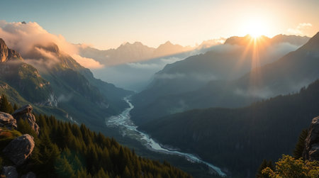 panoramic view of the Dolomites mountains at sunrise, Italyの写真素材