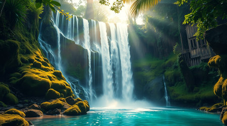 Beautiful waterfall in the jungle. Beautiful waterfall in the jungle.の写真素材
