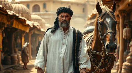 Portrait of a man with a horse.