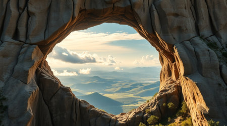Landscape view of sandstone rock formation in Meteora, Greeceの写真素材