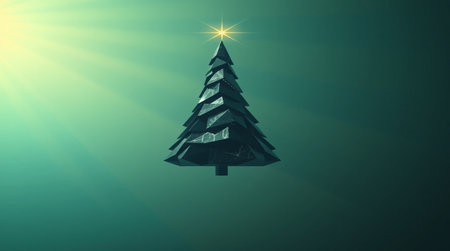 Christmas tree made of black paper on green background. 3D renderingの写真素材