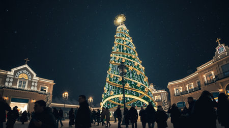 Christmas tree in Moscow at night