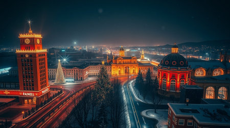 Budapest at night, Hungary. View from Gellert Hill.の写真素材