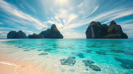 Panoramic view of beautiful island and sea in Krabi, Thailand