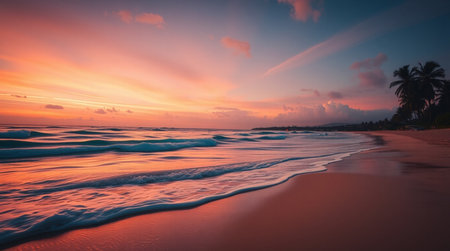 Beautiful sunset on the beach in Sri Lanka. Long exposure.
