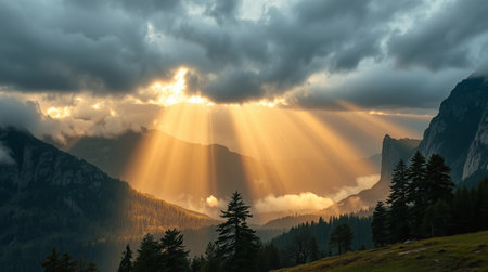 Dramatic sunset in the Dolomites, Italy, Europeの写真素材