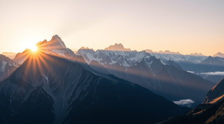 Sunset in Himalayas, Annapurna Circuit Trek, Nepal
