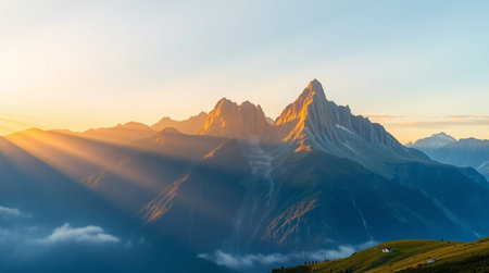 Sunset in the mountains. Panoramic view
