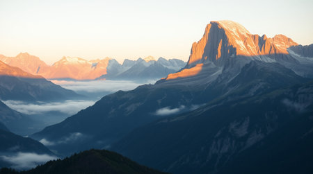 Sunrise over the Matterhorn peak in Zermatt, Switzerland