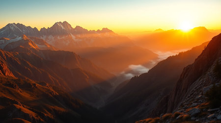 Sunset in the mountains of the Argentine Patagonian Andesの写真素材