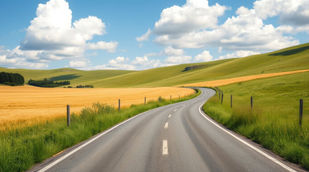 Asphalt road in Tuscany, Italy. Summer landscape.