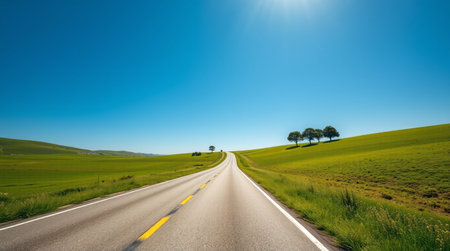 Driving on a country road in California, United States of America.の写真素材