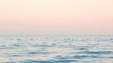 Blue sea water and sky at sunset background. Copy space for textの写真素材