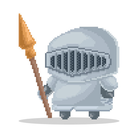Vector character pixel art chibi knightのイラスト素材