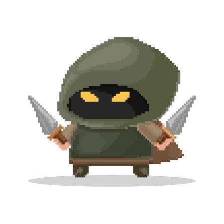 Chibi assassin character pixel art vectorのイラスト素材