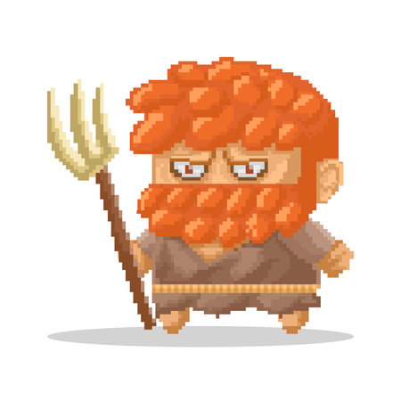 Vector pixel chibi farmer characterのイラスト素材