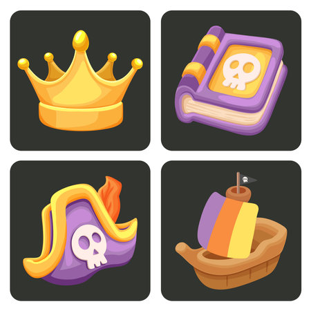 Free vector set of pirate itemsのイラスト素材