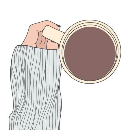 Free vector drink coffee latte with warm knitted clothes hand holding cupのイラスト素材