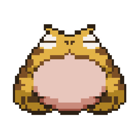 Vector chubby king frog cute and adorable pixel art style suitable for sticker and decorationのイラスト素材