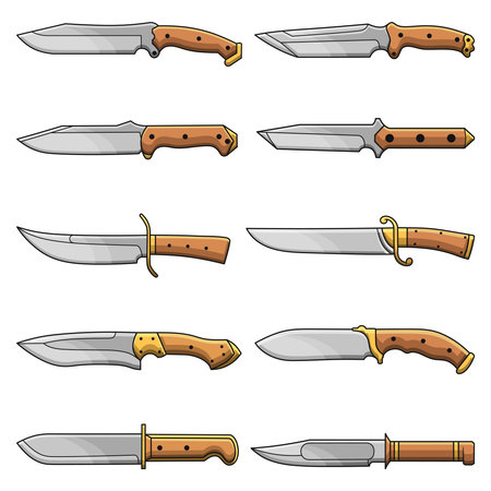 Bundle 2 various models of knives and daggers, vector premium qualityのイラスト素材