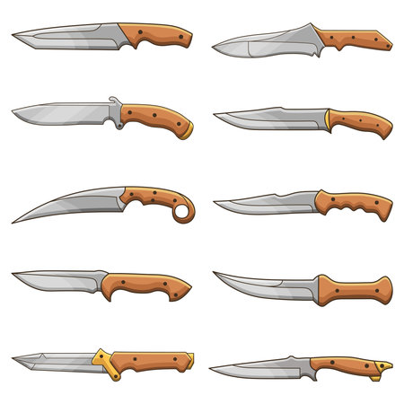 Set of various types of knives and daggers, doodle line artのイラスト素材