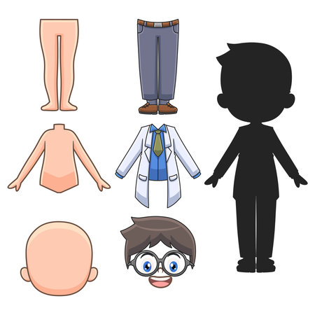 Male doctor cartoon illustration puzzle game setのイラスト素材