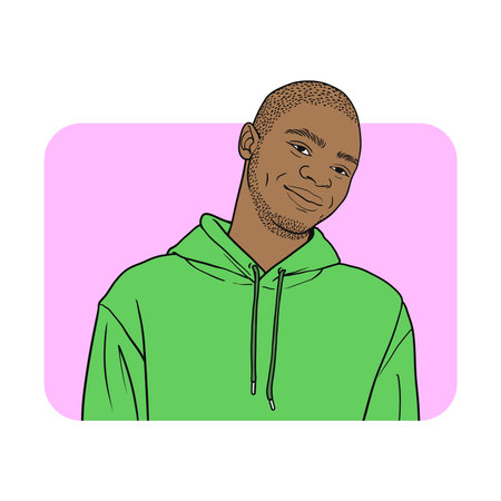 Illustration of a man with a happy face and a happy smileのイラスト素材