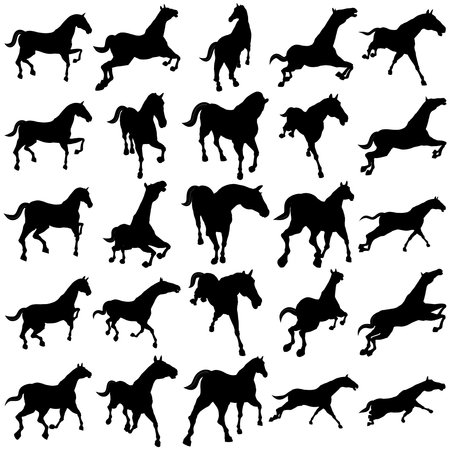 Bundle of assorted horse silhouette illustrations part 2のイラスト素材
