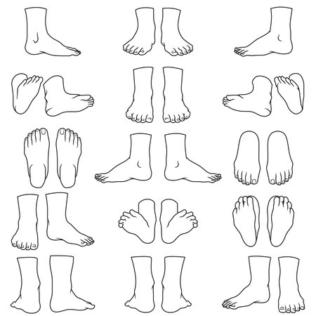 Human leg pose clean line art vector illustration bundleのイラスト素材