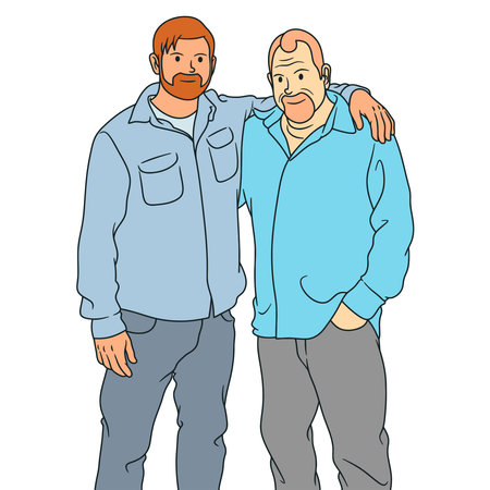 Free vector illustration of father and adult son embracing each otherのイラスト素材