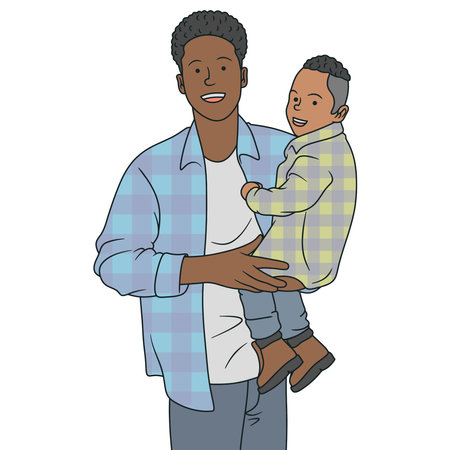 Free clipart illustration of father holding child while smilingのイラスト素材