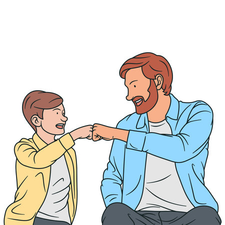 Free vector Illustration of father and son high-fivingのイラスト素材