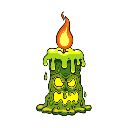 Illustration of a scary face candle monster stickerのイラスト素材