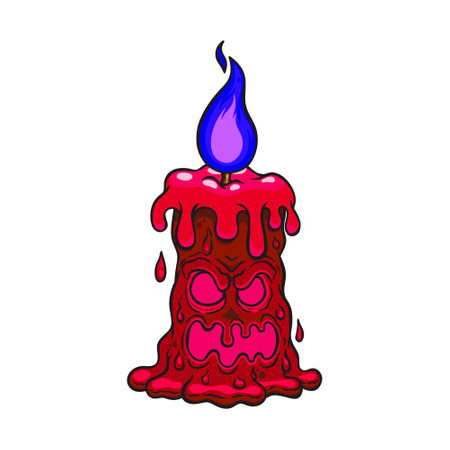 Illustration of a scary face red wax monster stickerのイラスト素材